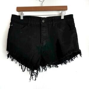 Kancan Estilo raw hem frayed hem shorts black size 30